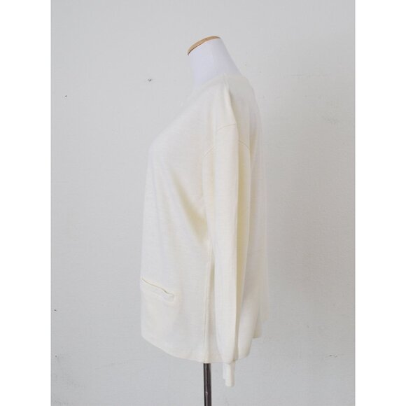 Vintage 80s Beige Long‎ Sleeves tee shirt size M - Picture 3 of 10